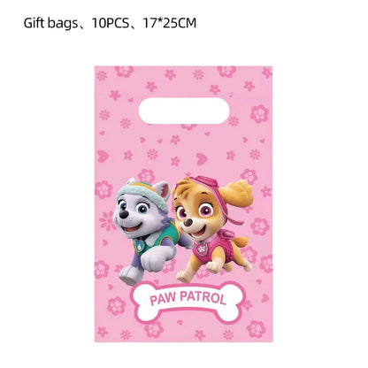 Paw Patrol Party Gift Bags Dogs Skye Theme Plastic Candy Loot Bag for Baby Shower Kids Girl Birthday Party Favors Supplies Decor