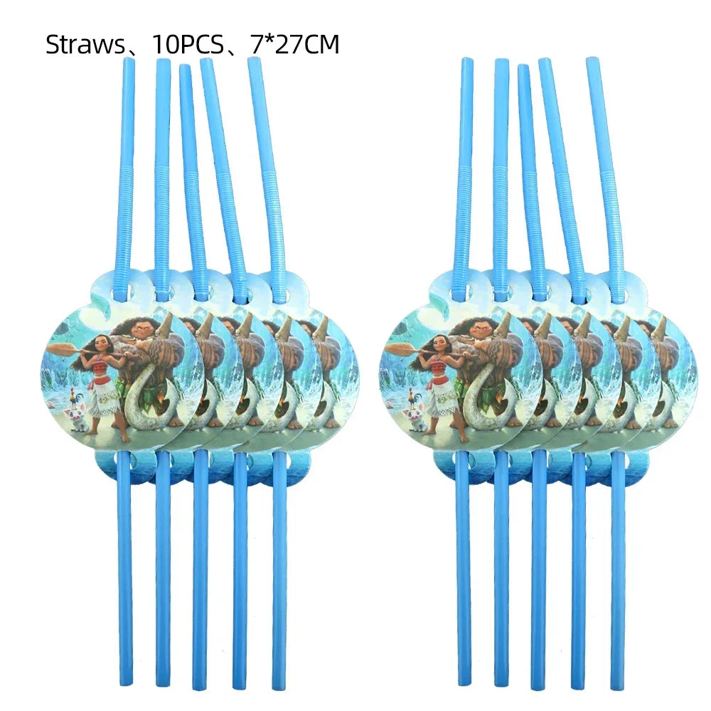 Moana Theme Party Tableware – Disposable Cups, Plates & Flags for Kids - LucyFunParty