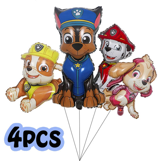 4pcs Paw Patrol Themed Balloon Party Decoration Supplies Rescue Dog Chase Rubble Aluminum Foil Balloon Childrens Birthday Gift